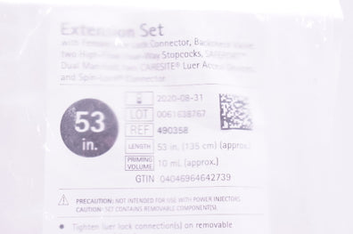 Braun 490358 Extension Set with Female Luer Lock Connector 53 inch x 10mL (x)